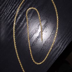 10K Gold Plated Silver Rope Chain 