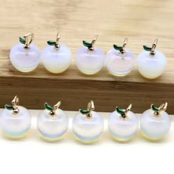 8pcs Apple Statue Pendant Natural Lapis Lazuli Stone Carved Jewelry