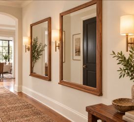 **DELIVERY AVAILABLE** Vintage Pair of 1960s Mid-Century Modern Solid Ash Wall Mirrors - Walnut