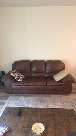 Brown leather couch
