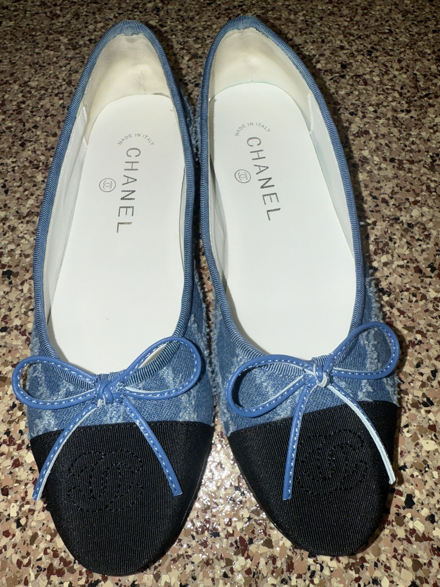 Denim Quilted Classic Flats Ballet Flat Sz 6/6.5