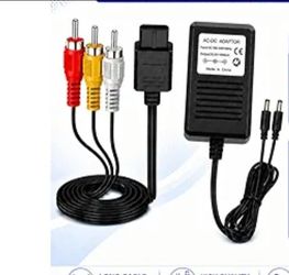 AC Power Supply + Audio Video RCA AV Cable Adapter Cord To External TV Screen Monitor For Super Nintendo SNES Nes Genesis 1 Systems Game Console Bundl
