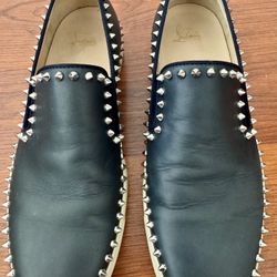 Christian Louboutin Roller Boat Sneakers Size 44.5 11.5 US Men Navy Blue Spikes