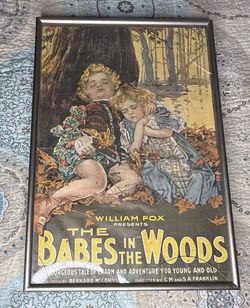 Great vintage poster featuring Babes in the woods (later known as hansel and Gretel.
