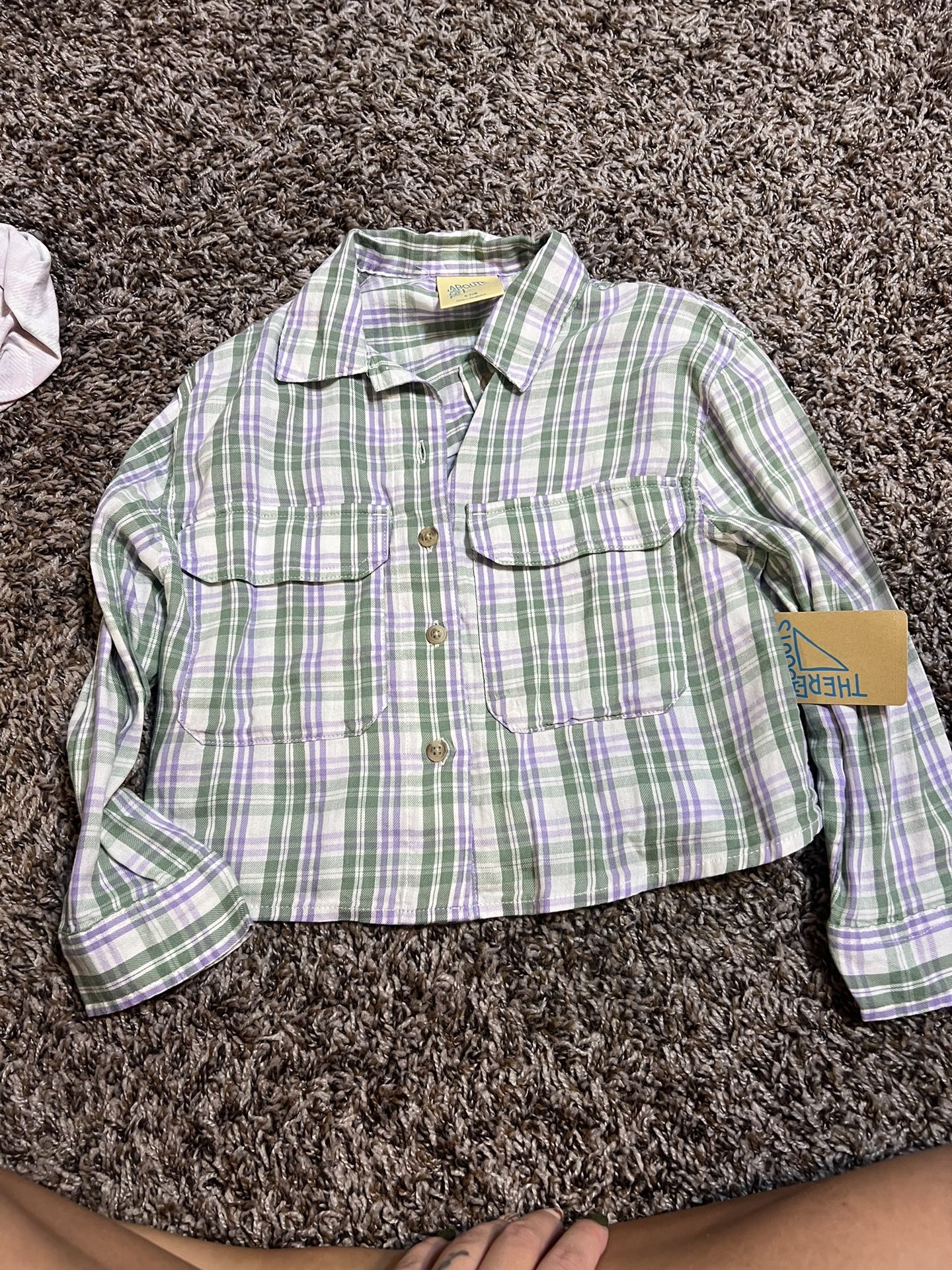 Girl’s purple and green plaid shirt. New! Size 7/8