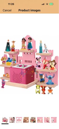 Castle Shelf for Audio Player 1 & 2, Magnetic Wall-Mounted Wooden Storage Floating Rack for 15-25 Story Characters & Audio Player & Charging Station,
