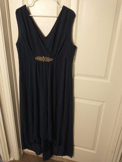 Sleeveless High Low Navy Blue Dress