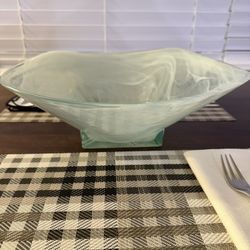 Slag Glass Fruit Bowl 14” X 5”H
