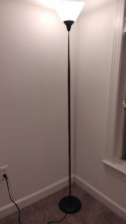 Modern 70" Torchiere Floor Lamp - Black Metal with White Shade