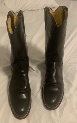 Black Leather justin Ropers Boots