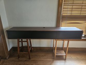 Povision Dark Wood And Black, Modern, Floating, Entertainment Unit