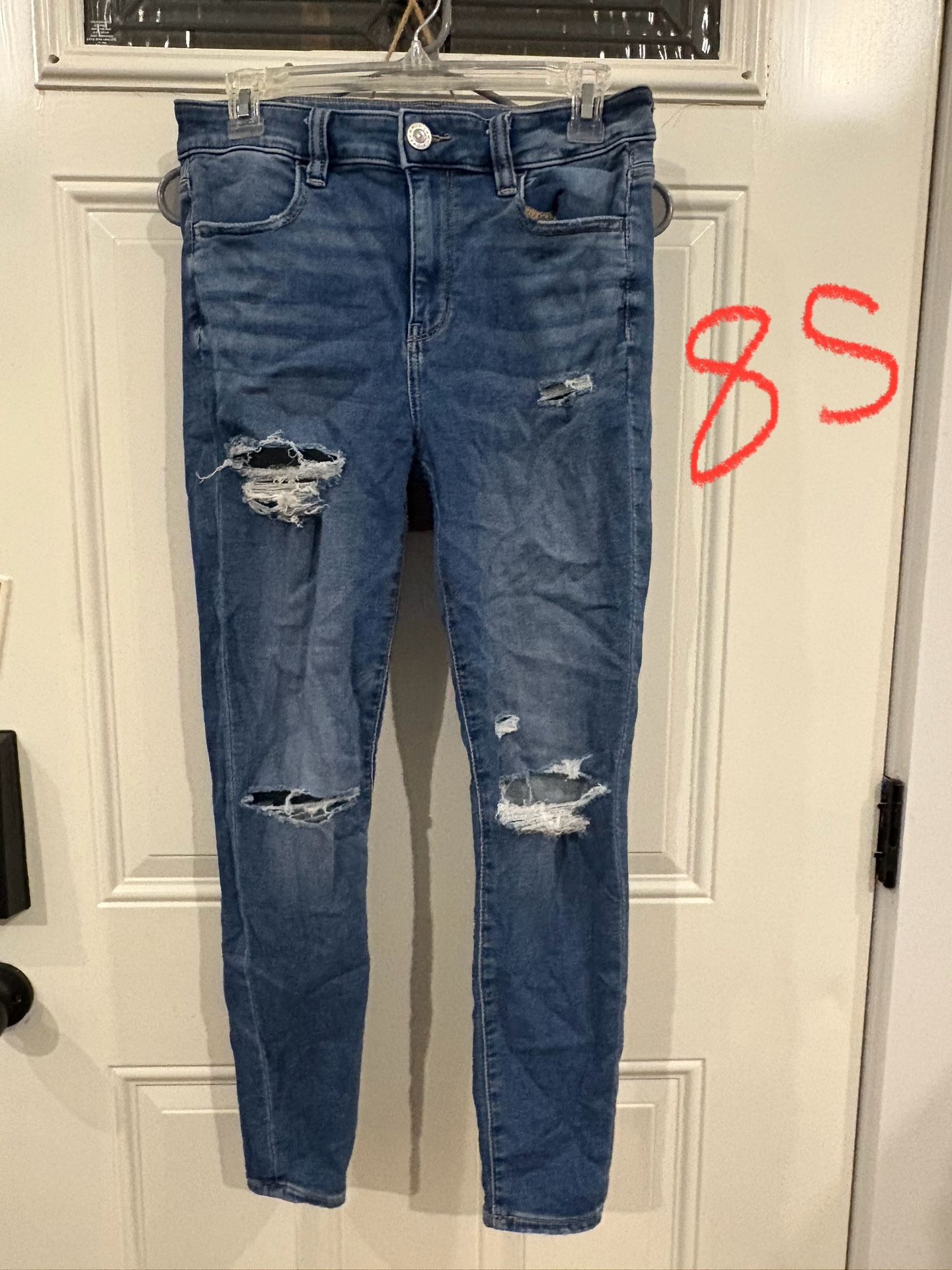 American Eagle Outfitters Blue Ripped Skinny Jeans