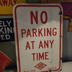 50s Porcelain AAA no parking sign. Double sided.