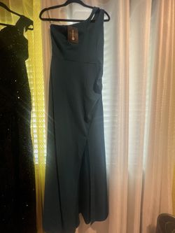 Teal Color One Shoulder Dress