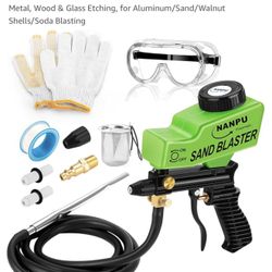 NANPU Air Sand Blaster Gun with Siphon & Gravity Feed for Air Compressor, Ceramic Nozzle, Metal Body, Paint/Rust Remover for Metal, Wood & Glass Etchi