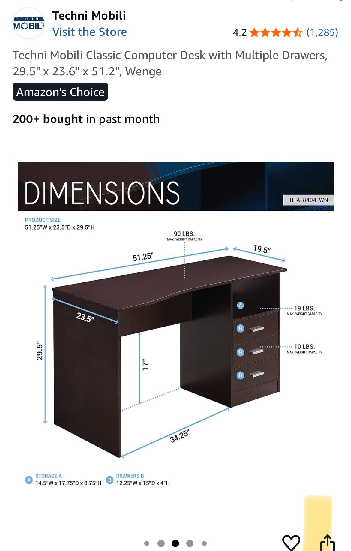 Computer Desk With Three Drawers