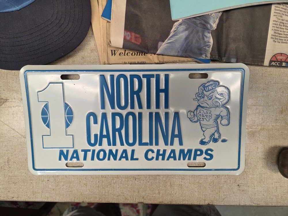 Vintage North Carolina TarHeels National Basketball Champs Booster License Plate
