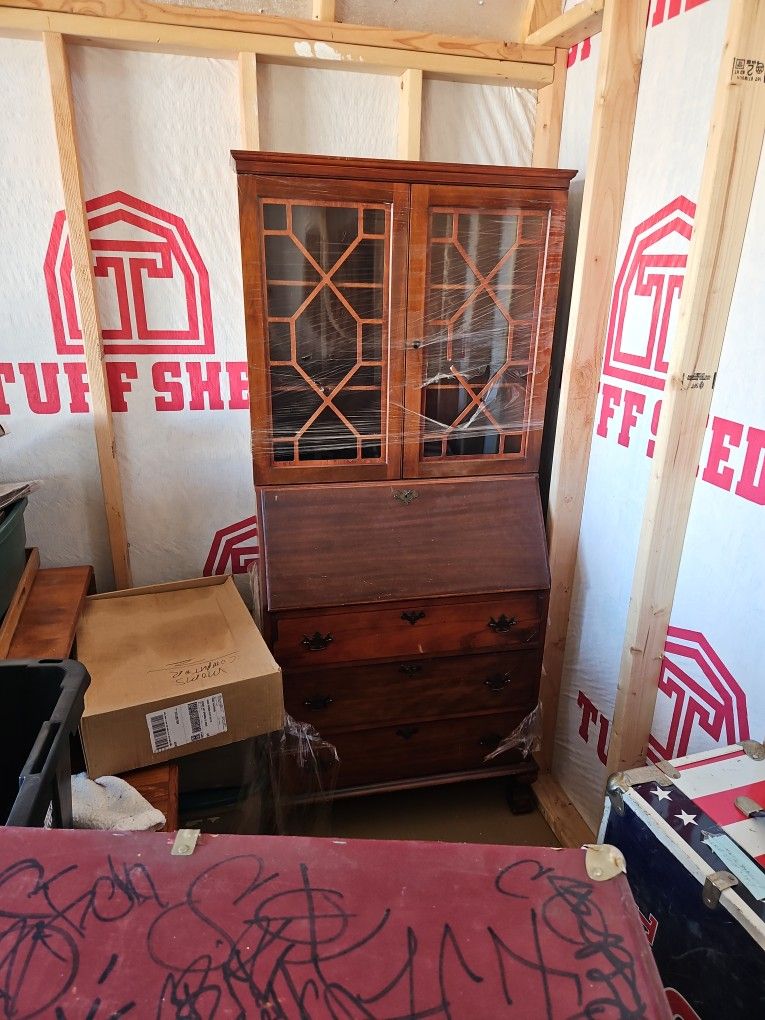 Antique Rolltop Cabnet W Drawers