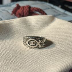 Ichthus Sterling Silver Wide Band Ring  