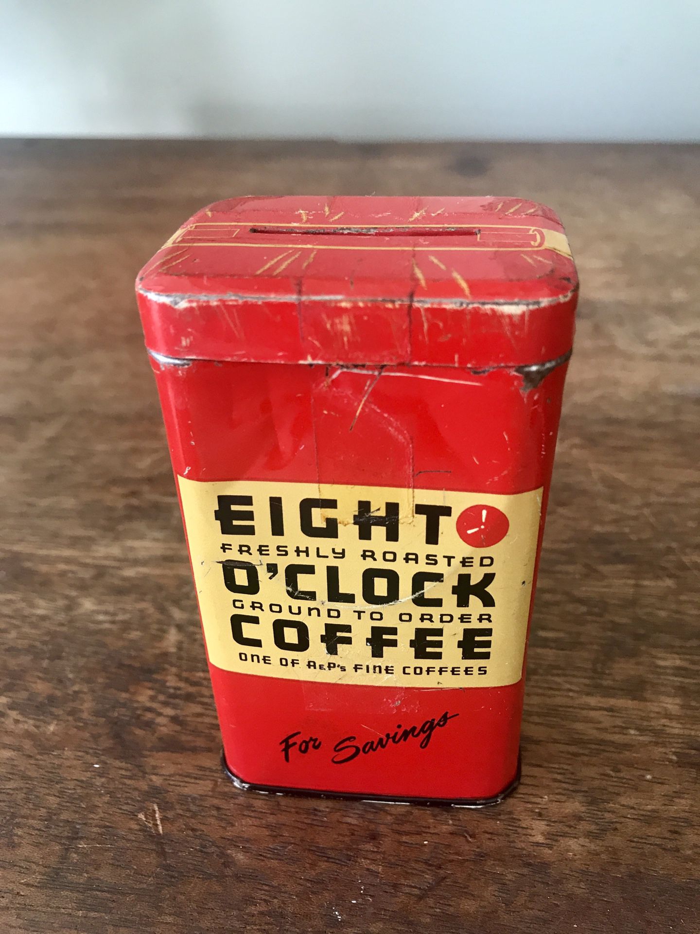 Vintage Advertising Tin Bank Eight O’Clock Coffee