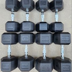 Rubber Hex Dumbbell Pairs 25-50lbs