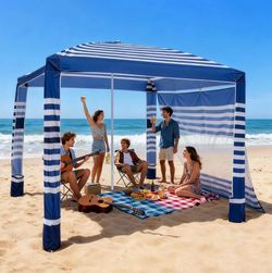 New Open Box VEVOR 8’x8’ Beach Canopy Cabana With Side Wall & Carrying Bag