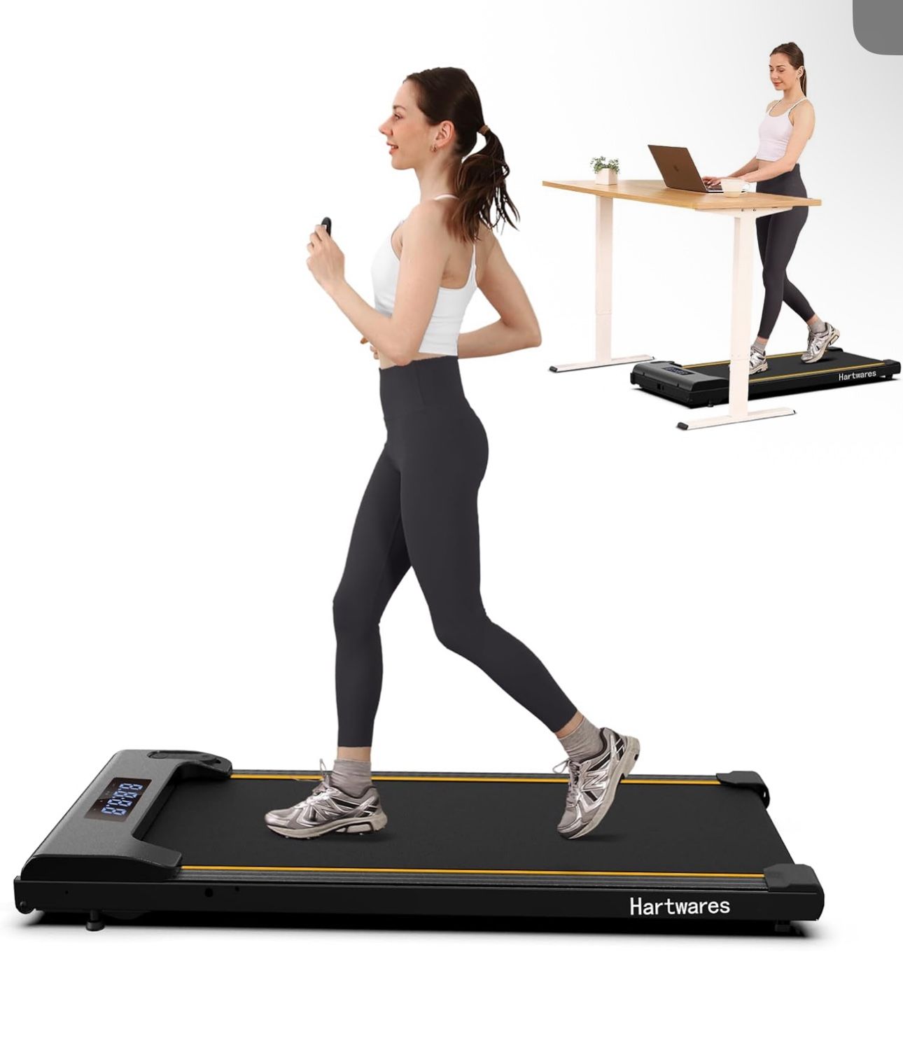 Walking Pad Under Desk Treadmill, 2.5HP Brushless Motorized Electric Walking Treadmill for Home, 2 in 1 Small Running Jogging Machine for Home Office,