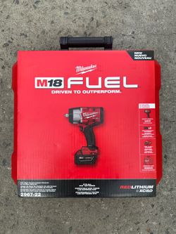 Milwaukee M18 FUEL 18V Lithium-Ion Brushless Cordless High Torque 1/2 in. Impact Wrench w/ Friction Ring Kit 2x 5.0 batteries & Charger  $399 New