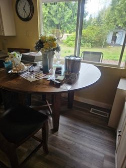 Matching Fining Table With Chairs, And Side Hutch (Built In Wine Rack)