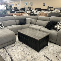 Power reclining sectional with chaise 2499.00