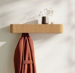 Article Liv 32" Shelf & Coat Rack - Brass / White Oak