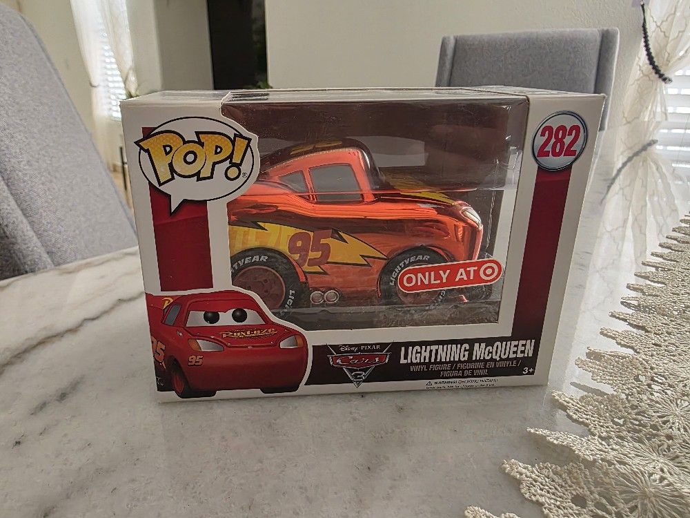 Cars Funko Pop Vinyl Lightning McQueen Shiny Chrome Version 282