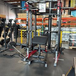 Marcy SM- 7553 Home Gym Smith Machine Squat Rack Power Cage with Olympic Bench  