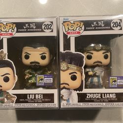 Liu Bei & Zhuge Liang Funko Pop *MINT* 2022 SDCC International Convention Asia China Exclusive Three Kingdoms 202 204 with protectors Summer Chinese