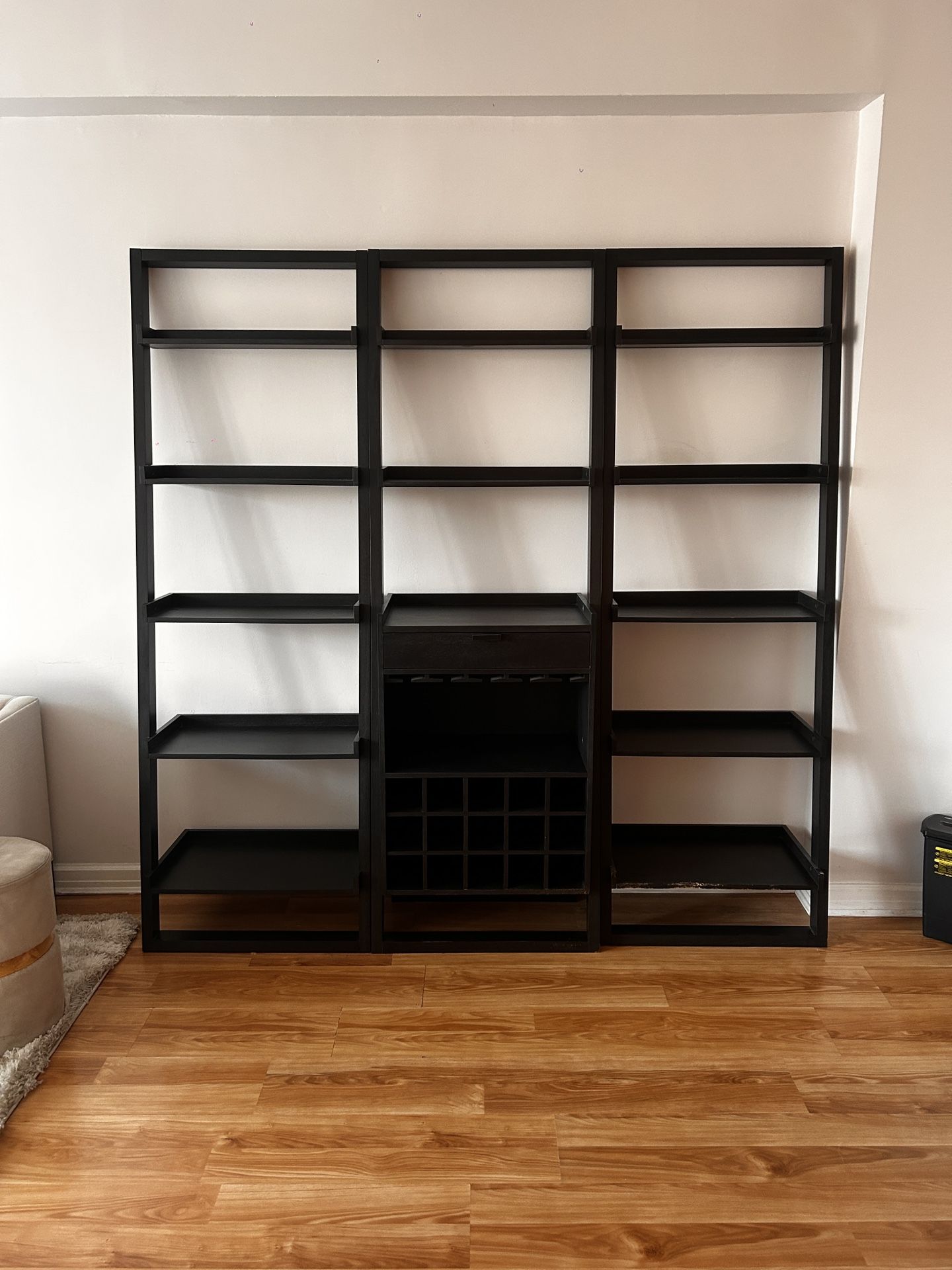 Crate & Barrel 3-Piece Leaning Bar + Bookshelf Set