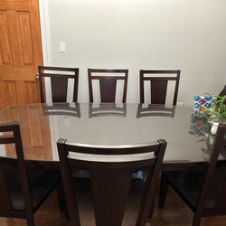 Wooden Dining Table Custom Glass Top