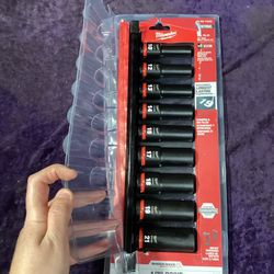 🧰🛠Milwaukee SHOCKWAVE 1/2” Drive Metric Deep Well 6-Point Impact Socket Set (9-Piece)-NEW!-$50!🛠🧰
