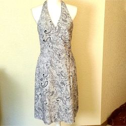 Brand New Ann Taylor Black & White Paisley Halter Dress - Size 12P