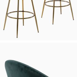 $35 is each or  $70 for Modern Velvet Bar Stools Set of 2, Accent Upholstered Chairs, Low Round Back Stool with FootrestBar Dining Chairs (Dark Green