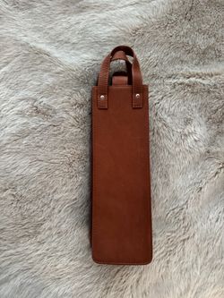 Brown Leather Wine Bottle Carrier Tote