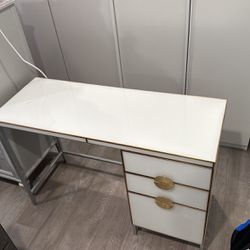 Desk White And Gold 