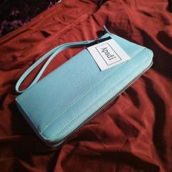 New! Blue RFID Blocking Large Wallet/Clutch! 