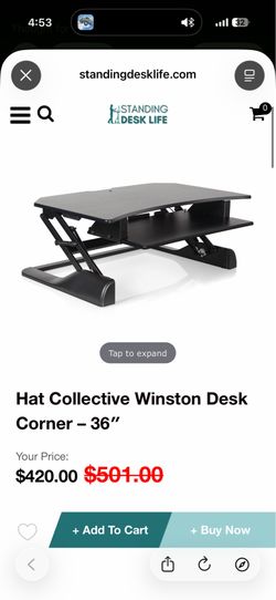 Innovative Winston Desk Corner 36” Sit Stand Desk Converter