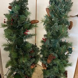 Two Matching Porch Holiday Topiary Trees 