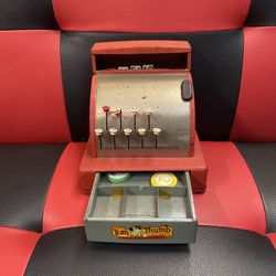 Vintage Tom Thumb Toy Cash Register Red Metal 1950s Western Stamping Co USA