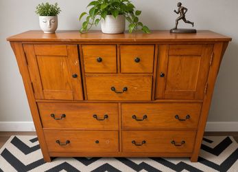 Solid Wood Dresser w/ Drawers & Cabinets