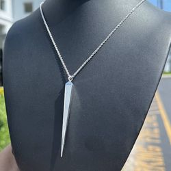 Jewelry 925 sterling silver stone 30” necklace chain spike Pendant charm