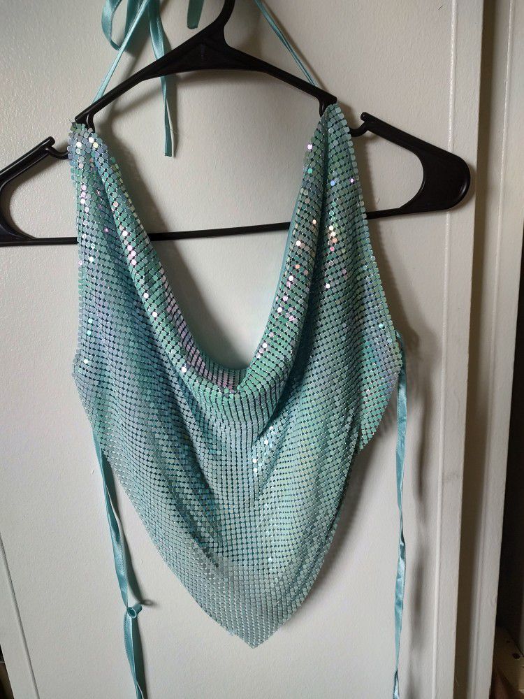 Jeweled Scarf Halter Top For Clubbing Or Raves