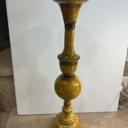 Heavy Rustic Metal Ornate Golden Brown Candle Stand