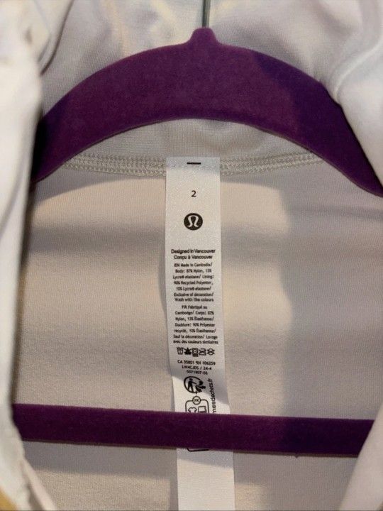 Lululemon Define Jacket White and Gold Zipper